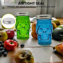 Generic 14 oz Colorful Skull Glass Mason Jar – Mix & Match 7 Vibrant Colors, Large & Durable! (Pink) by CozyNest Decor
