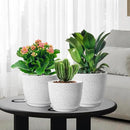 Large Flower Pots 12/10/9 inch, Set of 3 Modern Decorative Plastic Planters with Drainage Holes and Saucers for Garden House Plants, Plant Pots for Indoor Outdoor Plants, Speckled White by CozyNest Decor