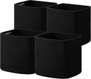 joybest Cube Storage Bins Set of 4, 13inch Cube Baskets Organizer for Nursery, Square Cotton Rope Baskets for Shelves Organizing, Kids Toy, Closet Storage, Black by TinyTreasures Baby Boutique