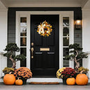 CYANBLOOM Fall Wreaths for Front Door: Rustic 20-22 Inch Bow Wreath with Golden Eucalyptus, White Pumpkins & Wheat - Lovely Warm Vibes Outdoor Indoor Farmhouse Decor for Halloween Thanksgiving Autumn by CozyNest Decor