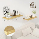 32" Floating Shelves for Wall, 12" Deep Slim Oak Floating Shelves, Wall-Mounted Shelves for Bedroom, Living Room, Kitchen, Bathroom - Set of 2 by CozyNest Decor