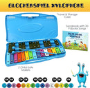 MINIARTIS Glockenspiel Xylophone | 25 Note Colorful Metal Keys Xylophone for Kids | Percussion Musical Instrument | Educational Music Toy Includes Music Songbook, Mallets and Blue Carry Case by TinyTreasures Baby Boutique