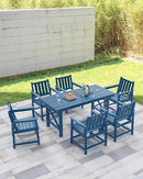 HDPE Outdoor Dining Table, 66.9” Rectangle Patio Dining Table for 6, All-Weather HDPE Outdoor Table with 2.2” Umbrella Hole, HDPE Patio Furniture for Deck, Backyard, Garden, Pool, Navy by CozyNest Decor