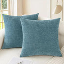CaliTime Throw Pillow Covers Decorative 18 X 18 Inches Pack of 2 Cozy Chenille Cushion Cases for Couch Sofa Bed Living Room Home Smoke Blue by CozyNest Decor