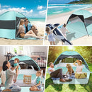 Large Easy Setup Beach Tent,Anti-UV Beach Shade Beach Canopy Tent Sun Shade with Extended Floor & 3 Mesh Roll Up Windows Fits 3-4 Person,Portable Shade Tent for Outdoor Camping Fishing (Mint Green) by TinyTreasures Baby Boutique