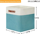 DULLEMELO Storage Bins for Organizing,Closet Storage Baskets for Gift Empty,Large Linen Canvas Storage Bins with Handles for Home Office Toys Shelves(White&Teal, 13 inch Cube) by TinyTreasures Baby Boutique