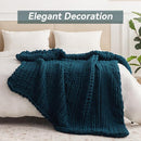 Chunky Knit Throw Blanket, 40''*50'' Knitted Throw Chenille Yarn for Bed Couch, Handmade Peacock Blue Crochet Big Thick Blanket, Machine Washable Cute Comfy Blanket for Home Decor by CozyNest Decor