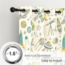 Kids Space UFO and Rocket Blackout Curtains - 100% Blackout, Thermal Insulated, Noise Reducing, Perfect for Kids Room and Nursery, 2 Panels (Space Explorer Sketchbook, W52×L63) by TinyTreasures Baby Boutique