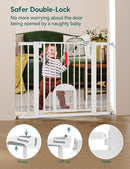 Babelio Baby Gate with Adjustable Cat Door,29-43" Auto Close Durable Pet door for Stairs,Doorways and House,Pressure Mounted,Easy Install,Effortless Walk Thru,White by TinyTreasures Baby Boutique
