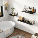 Fun Memories Deep Floating Shelves for Wall, 12 Inch Deep Black Floating Shelves Set of 2, 16" W x 12" D Wall Shelf, Wide Display Ledges Shelves for Bedroom, Bathroom, 12 Deep Bookshelf Wall Mounted by CozyNest Decor