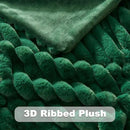NEWCOSPLAY Faux Fur Throw Blanket Dark Green 3D Ribbed Plush Thick Warm Blanket for Couch Sofa Bed 850GSM (Dark Green Ribbed, Throw(50"x60")) by CozyNest Decor