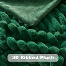 NEWCOSPLAY Faux Fur Twin Blanket Dark Green 3D Ribbed Plush Thick Warm Blanket for Couch Sofa Bed 850GSM (Dark Green Ribbed, Twin(60"x80")) by CozyNest Decor