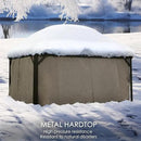 Kozyard Alexander 12' X 18' Hardtop Permanent Aluminum Metal Gazebo with Galvanized Steel Double Roof Canopy, Curtain and Netting, Gazebo Pavilion for Patio, Backyard, Deck, Lawn (Brown) by GreenHaven Gardens