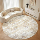Round Rug Living Room Rugs: 10x10 Washable Circle Large Abstract Modern Soft Stain Resistant Non-Slip Indoor Floor Carpet for Bedroom Nursery Office Dining Room Playroom Home House Decor - Gray Gold by TinyTreasures Baby Boutique