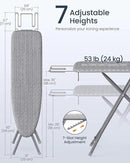 SONGMICS Ironing Board, Foldable Iron Board, Height Adjustable up to 35 Inches, with 4 Layered Cover and Pad, Iron Rest, Hook, Steel X-Legs, for Home, Laundry Room, Dorm, Dove Gray ULLB001G01