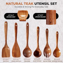 Wooden Spoons for Cooking, Kitchen Utensils Set, Wood Spatulas Soup Ladle Serving Spoons Teak Wooden Utensil Set（8 Pieces ） by CozyNest Decor