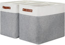 DULLEMELO Extra Large Storage Baskets, Fabric Storage Bins for Organizing Shelves Nursery Toys Books, Closet Baskets and Bins with Handles, White&Grey, 2-Pack by TinyTreasures Baby Boutique