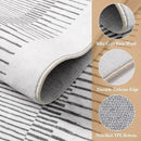 Wonnitar Striped 9x12 Rugs for Living Room, Non-Slip Soft Grey Berber Stripe Bedroom Rug, Low Pile Minimalist Floor Carpet for Dining Room Living Room Department (Grey,9' x 12') by CozyNest Decor