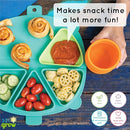 Silicone On-The-Go Snack Mat – Foldable Reusable Placemat with 3 Compartments and Lids – Travel-Friendly Baby and Toddler Snack Plate – Dishwasher Safe (Aqua) by TinyTreasures Baby Boutique