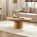 Modern Oval Coffee Table with Wood Pedestal,47.24" Farmhouse Center Table for Living Room, Ellipse Coffee Tables Tea Table for Bedroom, Apartment-Natural by CozyNest Decor