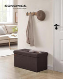 SONGMICS Mazie Collection - 30 Inches Folding Storage Ottoman Bench, Ottoman Foot Rest, End of Bed Bench, Storage Chest, Load 660 lb, for Living Room, Bedroom, Entryway, Brown ULSF047K02 by CozyNest Decor