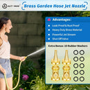 AUTOMAN Brass Hose Nozzle - High Pressure Jet Nozzle 4 Count (2 Set), Heavy Duty Water Hose Sprayer Sweeper with Hose Shutoff Valve, 3/4” GHT Nozzles for Garden Hose, Car Wash, Extra 10 Rubber Washers by GreenHaven Gardens