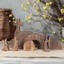 NEROSUN Empty Tomb Easter Scene and Cross Decoration, Wooden Easter Resurrection Scene Cross Jesus Tomb Tray Set, Jesus Nativity Scene Decor for Religious Home Office Tabletop Christian Gifts by CozyNest Decor