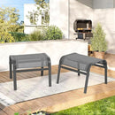 Outdoor Ottoman Set of 2, All Weather Outdoor Foot Stool with Supportive Textliene and Metal Frame, Stackable Oversized Outdoor Foot Rest for Furniture Patio Garden Pool, Grey by CozyNest Decor