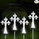 Riakrum 4 Piece Solar Cross for Cemetery Grave Grave Crosses for Cemetery Memorial Stake Solar Lights Waterproof Outdoor Garden Stake Cemetery Cross for Grave Yard Decorations, 16 Inches Long by GreenHaven Gardens