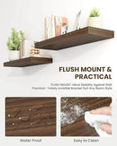 Marsmiles 6.7" Floating Shelves for Wall, Wooden Shelves with Invisible Brackets Set of 2, Rustic Farmhouse Wall Mounted Shelf for Kitchen Bathroom Living Room Study, Walnut by CozyNest Decor
