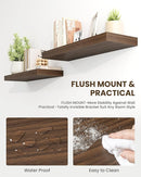 Marsmiles 16" Floating Shelves for Wall, Wooden Shelves with Invisible Brackets Set of 2, Rustic Farmhouse Wall Mounted Shelf for Kitchen Bathroom Living Room Study, Walnut