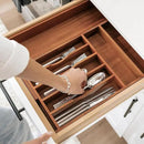 Premium Silverware, Flatware and Utensil Organizer for Kitchen Drawers, Food-Safe Contract Grade, Expandable from 10.5 to 19 In, Natural Acacia by CozyNest Decor