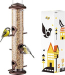 iBorn Metal Bird Feeder Hanging Wild Bird Seed Feeder for Mix Seed Blends Heavy Duty All Metal Coffee Finish,14 Inch 6 Port(Seed is not Included) by CozyNest Decor