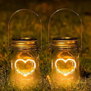 Hanging Solar Mason Jar Lights, 4 Pack Warm Heart Shape Led Lights, Solar Powered Lanterns Outdoor Waterproof, Hangers and Jars Included, Gift for Lover, Home Party Wedding Garden Patio Decor (4) by GreenHaven Gardens
