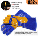 Welding Gloves Fire Heat Resistant: Blue 16IN 932℉ - Fireproof Leather For Stick Mig Flux-Core Welder Forge Blacksmith Fireplace Wood Stove Fire Pit Grill Oven Furnace Handling Dry Ice - Birthday Gift by GreenHaven Gardens