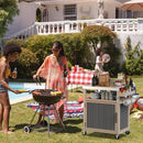 Skyflame Outdoor Grill Cart with Storage on Wheels, Rolling Kitchen Island with Stainless Steel Table Top, Multifunctional BBQ Food Prep Table with Magnetic Single Door for Patio Backyard Garden Deck by CozyNest Decor