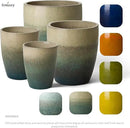 Emissary Bullet 14 in. Bayside Green Ceramic Round Planter (14 in. L x 14 in. W x 15.5 in. H) with Drainage Hole by CozyNest Decor