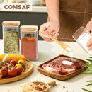 ComSaf 6Pcs 8oz Spice Jars with Label Trial Set, Glass Spice Jars with Bamboo Lids Supplementary Set, Seasoning Container Trial Pack, Perfect for Ktichen Starter by CozyNest Decor