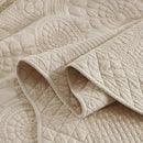MarCielo 3-Piece 100% Cotton Oversized Bedspread Lightweight Quilt Coverlet Embroidery Farmhouse Bedding (Tf Khaki Beige, Oversized King (118"x106")) by CozyNest Decor