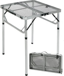 RedSwing Portable Grill Table for Outside, Aluminum Folding Grill Stand Table for Outdoor Camping Picnic BBQ, Lightweight Adjustable Height, 24"x24"x9.8"/27" Sliver by GreenHaven Gardens