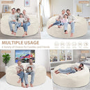 6FT Bean Bag Chair, Large Bean Bag Chairs with Memory Foam Filled, Fluffy Beanbag Sofa with Dutch Velvet Cover, Round BeanBag Chairs for Living Room, Playroom- Beige by TinyTreasures Baby Boutique