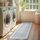 jinchan Hallway Runner Rug 2x8 - Machine Washable Grey Vintage Floral Distressed Design Soft Non-Slip Low-Pile Ultra-Thin Runner Rug for Kitchen Laundry Room Bedroom Farmhouse (2‘x8',Grey) by TinyTreasures Baby Boutique