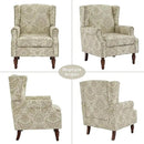 Lumibee Wingback Accent Chair, 2 Set High Back Floral Armchairs in Fabric,Comfy Upholstered Reading Single Sofa Chairs with Solid Wood Legs for Living Room,Bedroom,Office-White by CozyNest Decor