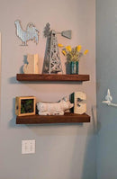 joelsantiques | 24 Inch Floating Shelves for Wall | Made of Natural Wood and Easy Install | Heavy Duty Rustic Book Shelves | Perfect for Bathroom, Kitchen, Living Room | Medium Brown 24x9x2 Inches by CozyNest Decor