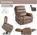 Power Lift Recliner Chair for Adults Elderly Lay Flat Velvet Recliners with Massage Heating, Extended Footrest, Wireless Charging Device, USB Ports, Cup Holder, Lumbar Pillow by CozyNest Decor