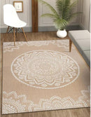 CAMILSON Outdoor Rug 8x10 Modern Area Rugs for Indoor and Outdoor Patios and Porches - Waterproof, Washable, Non-Shedding, Easy-to-Clean Outside Carpet (8 x 10, Medallion - Beige/White) by CozyNest Decor