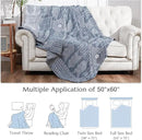jinchan Boho 100% Cotton Muslin 50x60 Throw Blanket Lightweight 3-Layer Blue Blanket Washable Reversible Breathable Decorative Geometric Striped Patterned Soft Cozy for Sofa Bed All Season Gift by CozyNest Decor