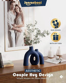 Matte Blue Vase Set - Hug Hollow Donut Aesthetic Ceramic Vases Home Decor, Navy Blue Decor Modern Coastal Decorative Vase for Table Centerpiece Bookshelf Office Entryway Console Fireplace (Navy Blue) by CozyNest Decor