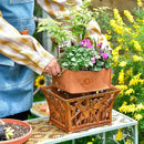 Sungmor Heavy Duty Cast Iron Planter Basket w/Non-Woven Growing Bag, Unique Shape & Beautiful Pattern Design, Hollow Orchid Flower Pot Garden Tools Holder, Full Rusted French Country Decor Container by CozyNest Decor