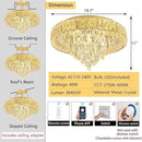 Modern Crystal Chandeliers for Dining Room LED Light Fixture Close to Ceiling Chandelier Flush Mount Ceiling Light Dimmable Lamp with Remote for Living Room Bedroom Hallway by CozyNest Decor